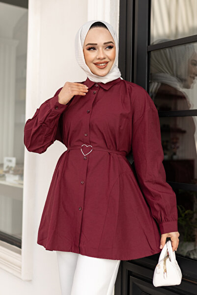 LOCCO Burgundy Shirt - Heart Accessory Design