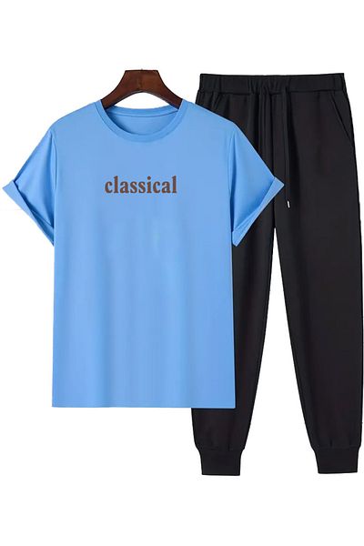 uyguntarz Set de trening unisex cu imprimeu clasic din 2 piese