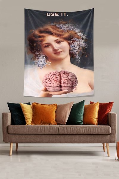 on the clouds Brain Proposing Girl Tapestry - Wall Tapestry, Non-Stick Fabric