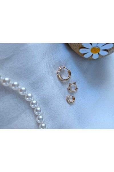 EZ accessories Non-Tarnish Zircon Stone Hoop Steel Earrings