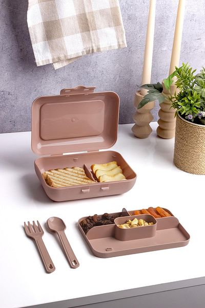 Okyanus Home Powder Lunch Box 2 Layers 5 Compartments Lunch Box with Self Fork and Spoon