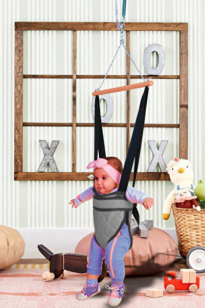 Bundeba Bella Gri Bebek Hoppala Zıp Zıp Askılı Yaylı Yürüteç Emniyet Kemerli Tavana Asılan Yaylı Zıpzıp