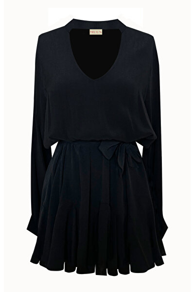 Muun V YAKA BELİ LASTİKLİ ELBİSE