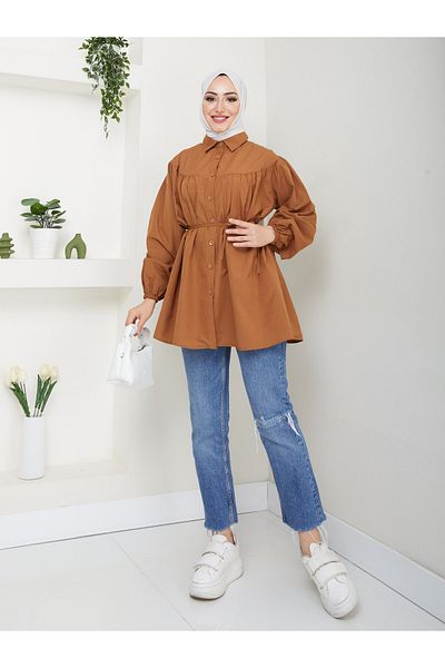 ASMİN Asm184 Model Summer Tunic - Lace-Up Waist