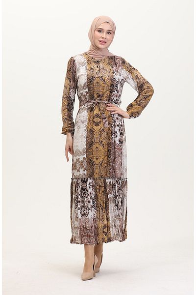 Gelince Amelia Farbal Viscose Dress with Belt Size S-M-L-Xl