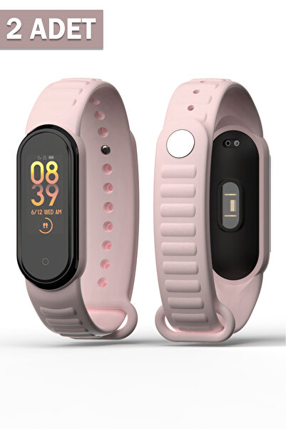 PUFWİN Xiaomi Mi Band 5/6 Uyumlu Loop Desenli Silikon Kordon 2 Adet