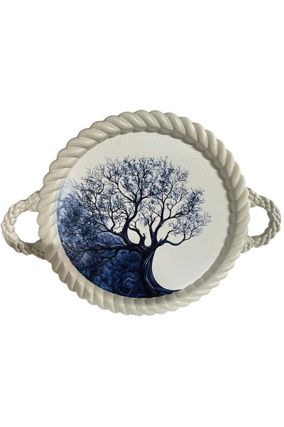 BYBKURUMSAL TvA Luxury Decorative - 35X35 Tree Patterned Curl Plastic Tray