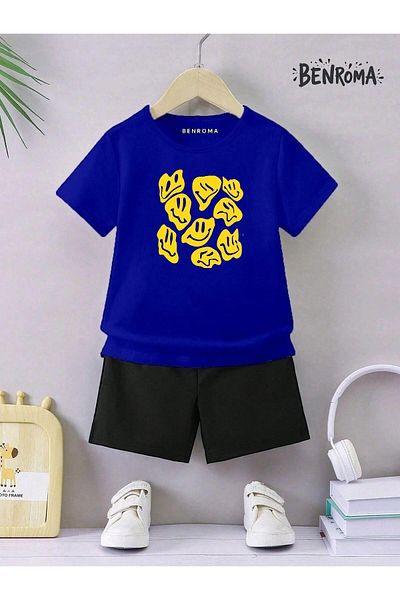 BENROMA Set pantaloni scurți unisex pentru copii - imprimat cu caractere