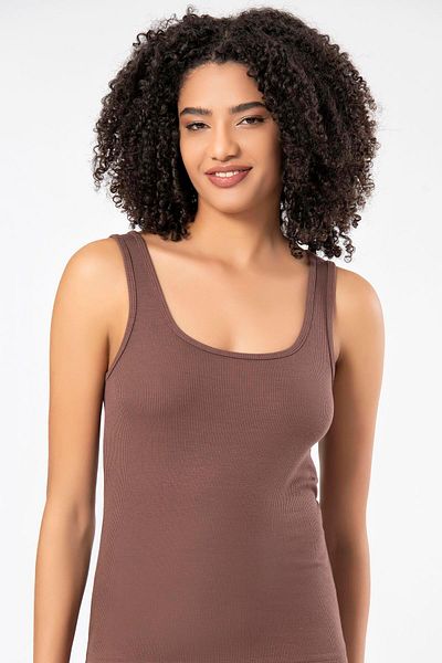 ERDEM İÇ GİYİM Erdem Weweus Brown Viscose Camisole Soft Textured Undershirt 2106
