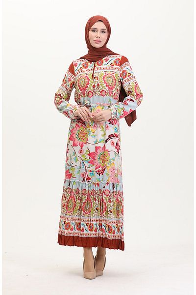 Gelince Amelia Farbal Viscose Dress with Belt Size S-M-L-Xl