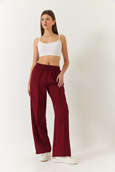 Bianco Lucci Women's Elastic Waist Tied Double Palazzo Trousers 4009 60271030