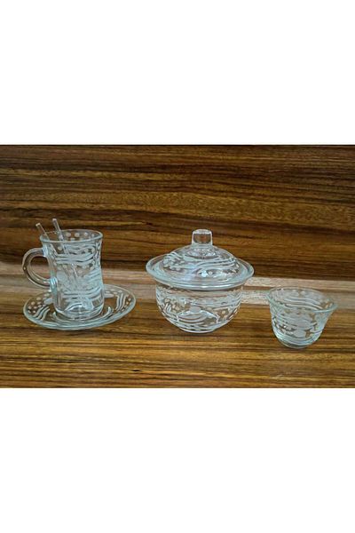 AR HOME 26 Pcs Handmade - Glass Tea and Cawa Cup Set