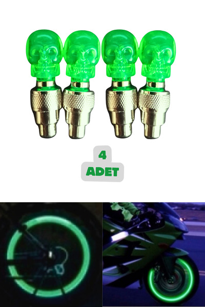 Vekorr 4 Adet Yeşil Renk Hareket Sensörlü Led Işıklı Sibop Kafatası Şekilli B...