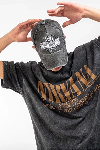 Violon تيشيرت كبير الحجم للجنسين مطبوع عليه ظهر نيرفانا قابل للغسل