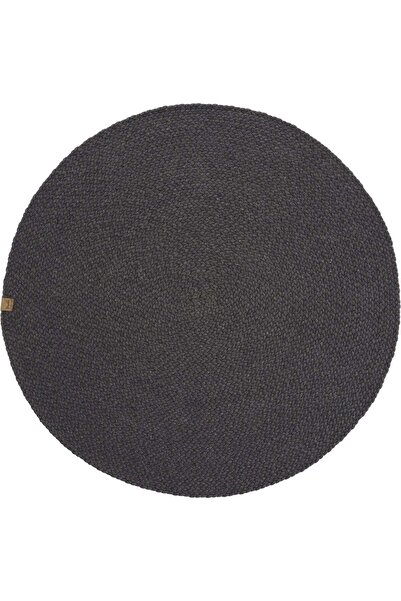 Halımax Lunox Antrasit Hasır Örgü Çift Taraflı Dokuma Yolluk Jüt Kilim Yuvarlak Banyo Paspası