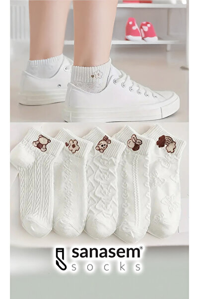 SANASEM 5 perechi de șosete papuci de damă cu modele de desene animate