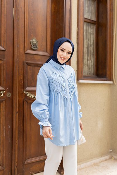 LOCCO Blue Drawstring Tunic - Women's Front Piece Robe