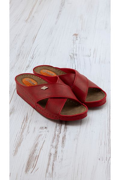 POLOMİA Orthopedic Thick Sole Double Striped Gel Heel Spur House Slippers - Lara