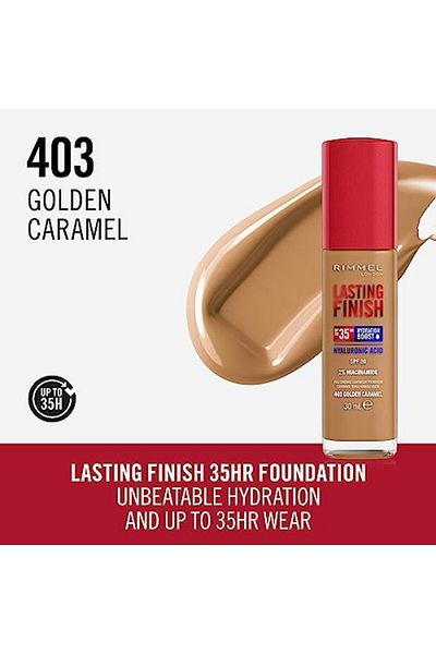 Rimmel London Lasting Finish 35 Hour, Colour403 Golden Caramel Foundation Full-Coverage, 30ml (1oz)
