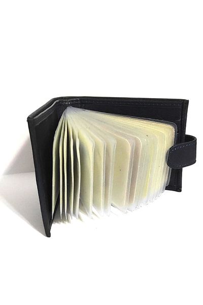 firdevsi hobi real leather horizontal snap housing 20 transparent card holder wallet