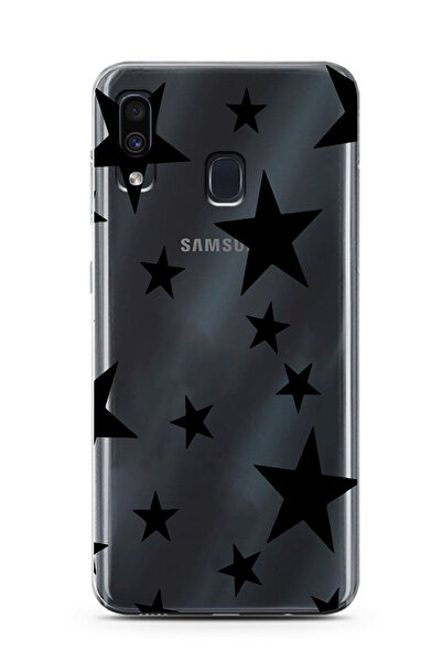 moonset Samsung Galaxy A20 / A30 Uyumlu Yıldızlar Tasarımlı Baskılı Şeffaf Te...