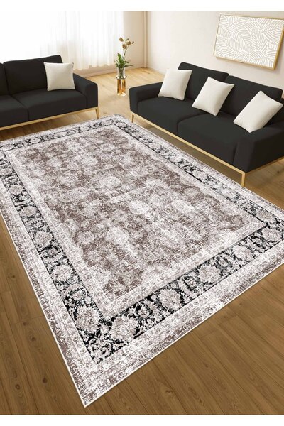 Pilloveland KKaymaz Taban Dijital Baskılı Vintage Halı - Dark
