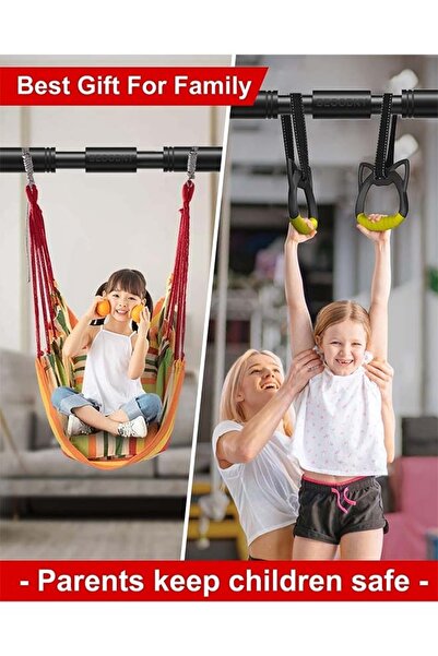 Fitness World Adjustable Door Hanging Pull Up Bar No Screws with Comfortable Handles for Home Gym