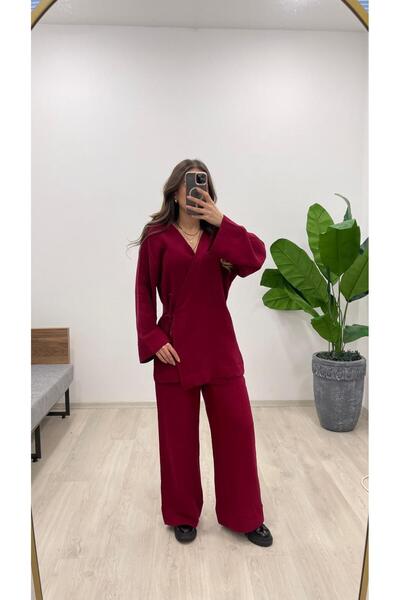 Nazline Women's Side-Tie Muslim Fabric Waist Elastic Loose Leg Pants Suit