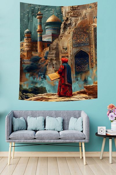 on the clouds Islamic Themed Anti-Receiving Birds Carpet for Mosque - Wall Cover Tapestry