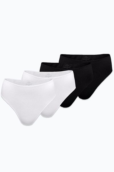Malabadi Women's Black White 4 Pack Modal High Waist String Thong 4m178
