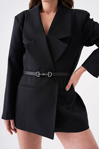 WOMAN VISION Dámský tenký pásek z umělé kůže s kovovou přezkou černý pásek 1948