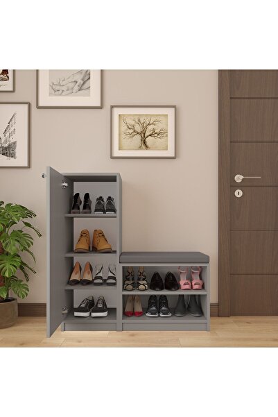 asratrend %100 MDFLAM Kül Gri Ayakkabılık A-13