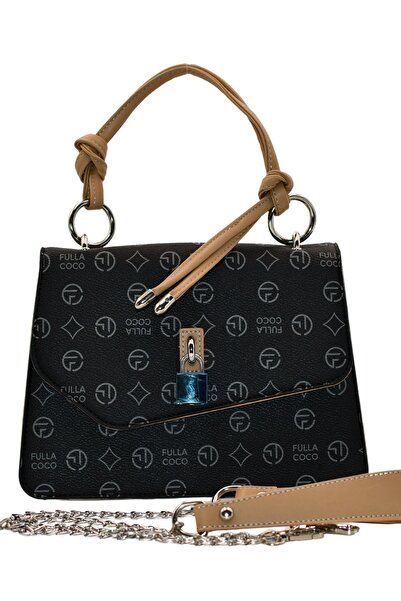 Morpelikan Women's Chain Strap Gusseted Monogram Hand Shoulder Bag