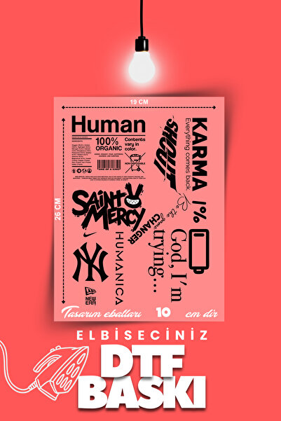 VİZYON İKRA "TİPOGRAFİ" Temalı Kumaşa Ve Deriye Baskı Kumaş Aplike Yama Ütü I...