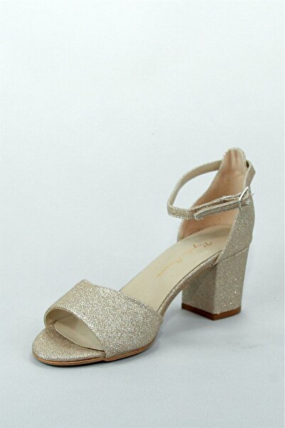 Hayati Arman Women's Ankle Buckle Open Evening Dress Shoes Gold Sim