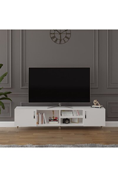 asratrend Asra Trend MDF Beyaz TV Ünitesi - 180 cm, Şık & Modern Tasarım TV S...