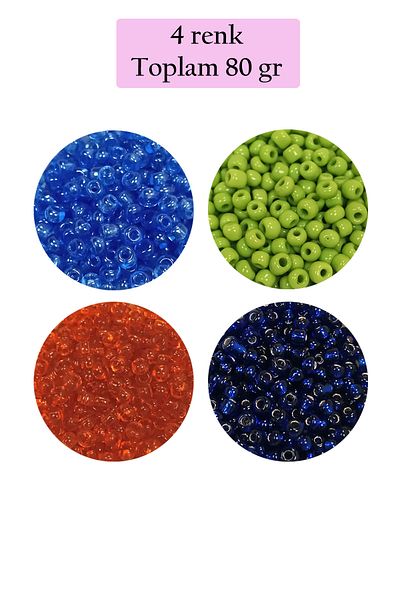 STUMBANNG Bulk glass sand beads (8/0) 3 mm - 4 colors - total 80 grams - bnc421