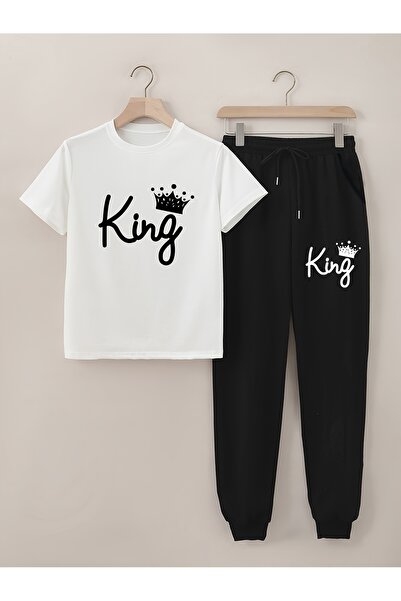 MODAVİBE طقم علوي سفلي مطبوع - مقاس كبير، طقم رياضي مكون من قطعتين، طقم رياضي...