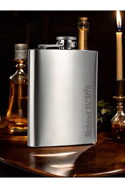 CHANCE GİFT Kişiye Özel Paslanmaz Çelik Cep Matarası Içki Matarası GÜMÜŞ RENK Hediyelik (9 OZ)