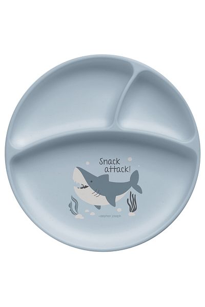Stephen Joseph Silicone Training Plate Shark Blue 6 Months+