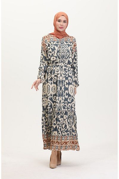 Gelince Amelia Farbal Viscose Dress with Belt Size S-M-L-Xl