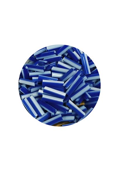 STUMBANNG Long Tube Cut Beads Diameter 2mm Length 10 mm - 20 Grams - Blue White - Bnc236