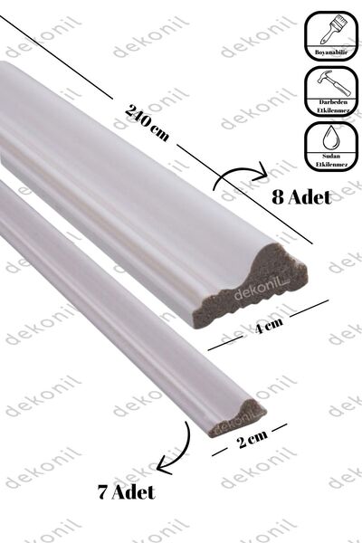 Dekonil Boyanabilir Duvar Çıtası Paketi 2cm (7 Adet ) 4 Cm (8 ADET)