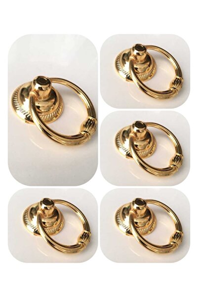 ARON (5 ADET) KÜÇÜK HALKA SARKAÇ KULP (ALTIN) KOMİDİN ŞİFONYER KONSOL DOLAP KAPAK KULPU