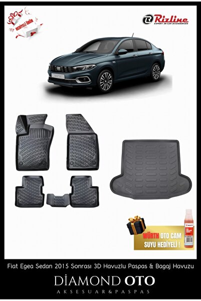 Rizline Fiat Egea Sedan 3d Havuzlu Paspas ve Bagaj Havuzu 2015-2016-2017-2018...