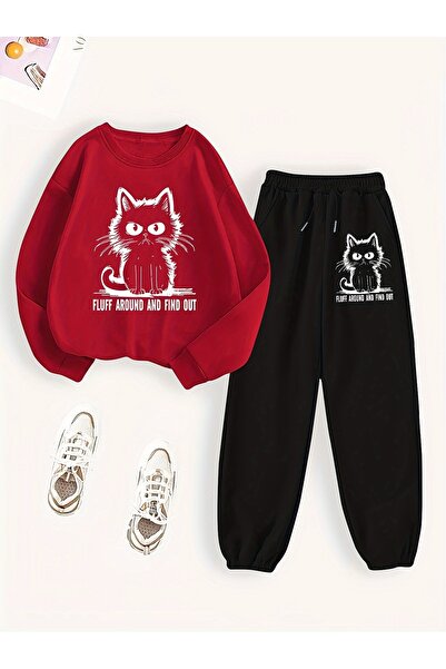 MODAVİBE طقم علوي سفلي مطبوع - مقاس كبير، طقم رياضي مكون من قطعتين، طقم رياضي...