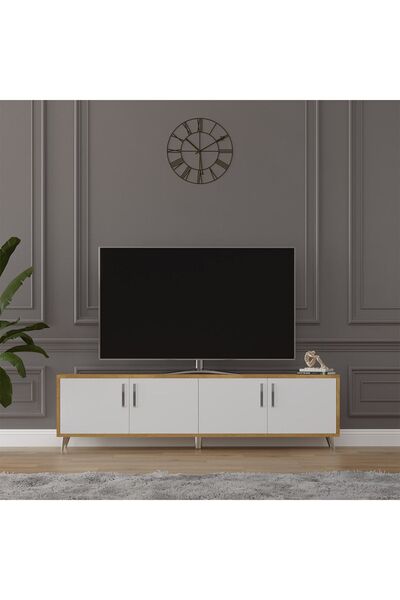 asratrend Asra Trend MDF Petra/Beyaz TV Ünitesi - 160 cm, Şık & Modern Tasarı...