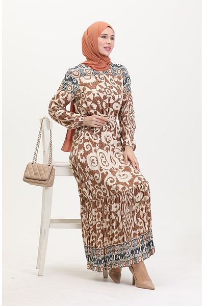 Gelince Amelia Farbal Viscose Dress with Belt Size S-M-L-Xl