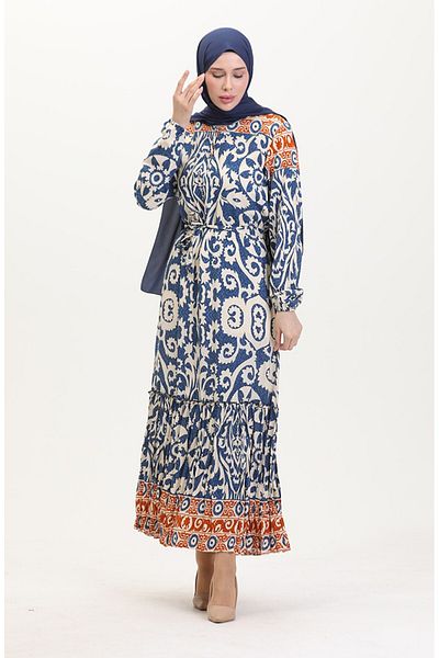 Gelince Amelia Farbal Viscose Dress with Belt Size S-M-L-Xl