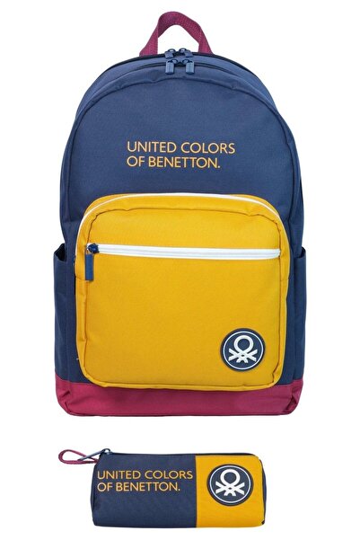 United Colors of Benetton Tricolor Dört Bölmeli Erkek Çocuk Sırt Çantası ve K...